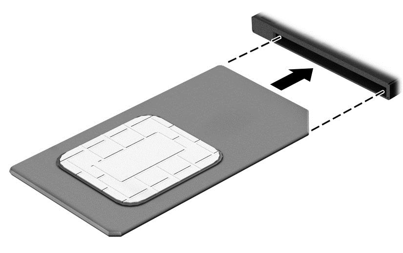 Sätta i och ta bort ett SIM-kort (endast valda modeller) VIKTIGT: Förhindra skador på kontakterna genom att vara så försiktig som möjligt när du sätter i SIM-kortet.