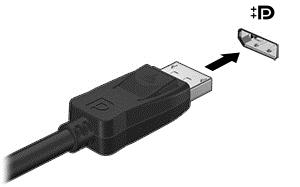 Anslut en VGA-visningsenhet genom att ansluta enhetens kabel till porten för extern bildskärm på den externa dockningsenheten.