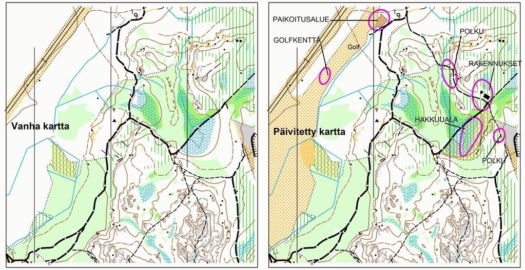 Kartan uppdaterad och tydlig - Det som är på kartan skall finnas och synas i terrängen, - Grönt är