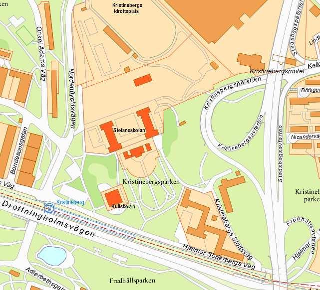 SID 3 (5) Essingeleden Kristinebergs slott Trafik Stockholm T-bana Hotell Haga Kristineberg Kristineberg idag, planområdet markerat i rött.