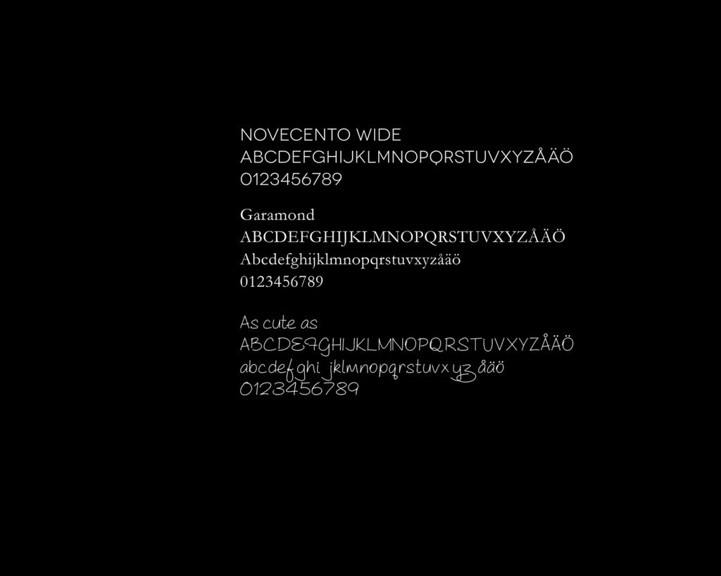 teckensnitt Teckensnittet som valdes var Novecento wide. En linjär är enkel att läsa på håll och den passar att använda i kortare texter. Novecento wide används i logotyp.