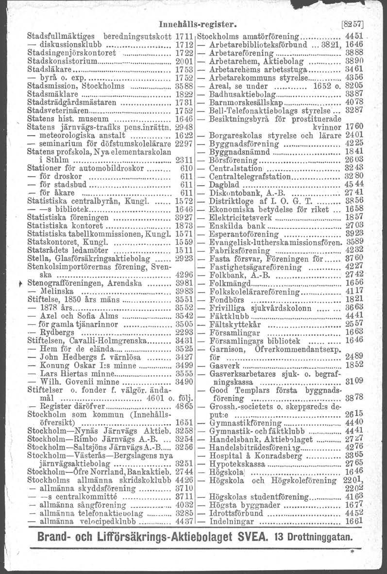 Innehålls-reglster, [8257] Stadsfullmäktiges beredningsutskott 1711 Stockholrns amatörförening :... 4451. - diskussionsklubb.