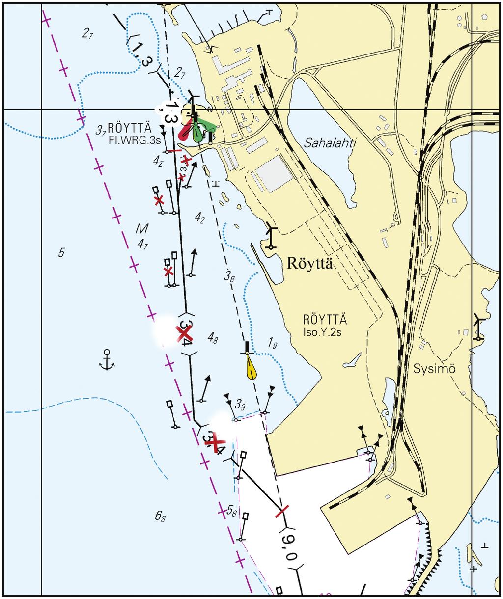 21 D. Siirretyt valaisemattomat viitat Flyttade obelysta prickar Unlighted spar buoys moved Siirrä Flytta Move: Nr 1) 2) 9872 9880 Vasen-BB-Port Vasen-BB-Port Paikasta/Från/From Paikkaan/Till/To 65