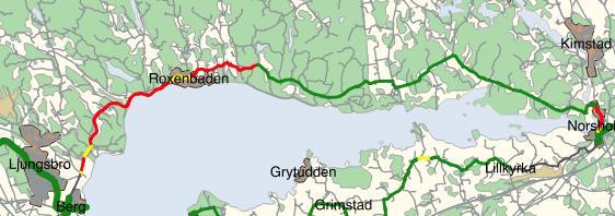 1.9. BERG NORSHOLM Karta 9: Berg Norsholm Beskrivning Vid Berg kan den som cyklar välja att antingen ta sträckan söder om sjön Roxen eller norr om Roxen.