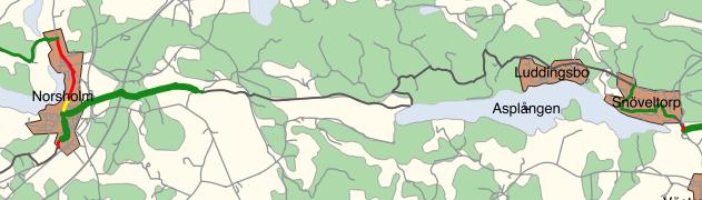 1.10. NORSHOLM SNÖVELTORP Karta 10: Norsholm Snöveltorp Beskrivning På sträckan Norsholm Asplången är ca 7 km lång och följer sträckan