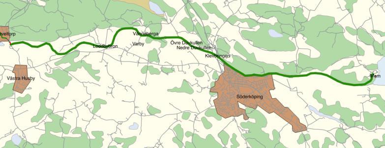 1.11. SNÖVELTORP - MEM Karta 12: Snöveltorp Söderköping - Mem Beskrivning Sträckan Snöveltorp Söderköping Mem är ca 16 km lång.