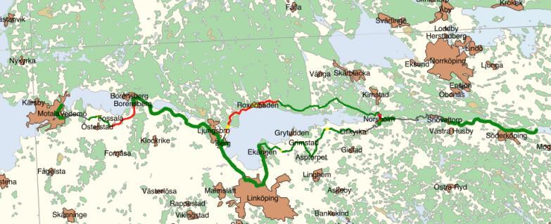 2 Detaljerad kartläggning Göta Kanal (Motala-Mem) 1.4. ÖVERSIKT I Karta 1 visas en översikt över den befintliga sträckningen.
