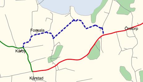 Karta 3: Alternativ sträcka via Fossala Trafikplaneraren på kommunen menar vidare att hela denna sträckning inte är särskild högtrafikerad, men just i korsningen vid Olofstorp kan det komma en del