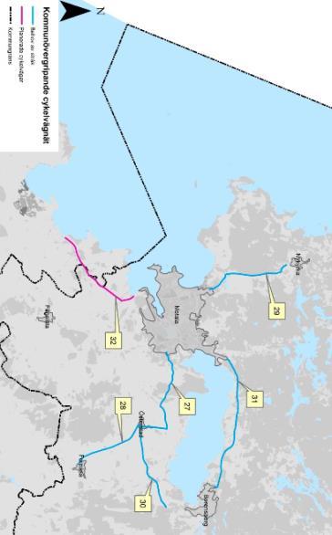 skulle förverkligas skulle det tydligt stärka Göta Kanal cykelled eftersom andelen bilfri led ökar. I Karta 4 visar kommunens utpekade behov av cykelvägnät mellan tätorterna.