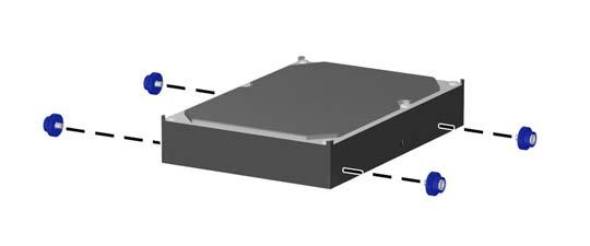 Installera en 3,5-tums- SATA-hårddisk i en intern enhetsplats. OBS! Systemet stödjer inte parallella ATA (PATA)-hårddiskar.