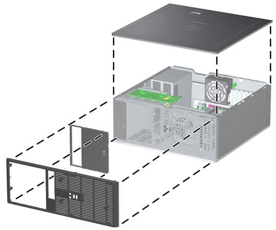 11. Sätt tillbaka alla ström- och datakablar i enheterna i 5,25-tums enhetsplatserna. 12. Ta bort underpanelen enligt avsnittet Ta bort panelskydd på sidan 15.