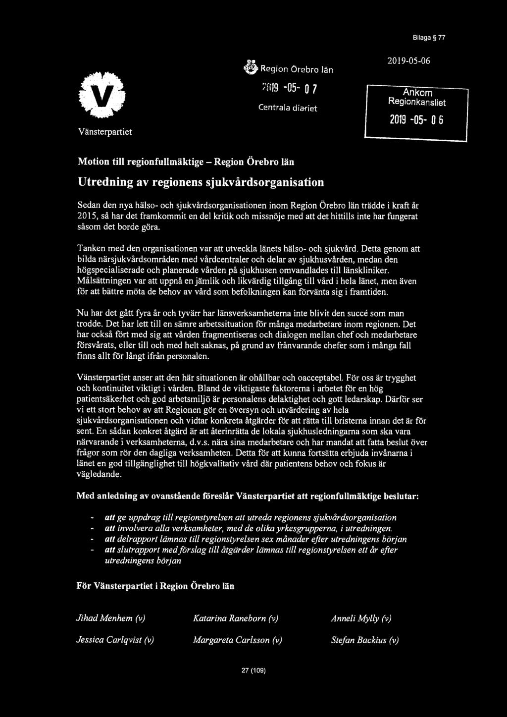 Bilaga 77 Vänsterpartiet oe @?