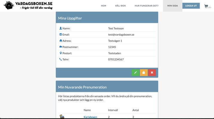 Längre ner på startsidan, se figur 6, finns en kortare beskrivning utav Vardagsboxens vision samt hur tjänsten fungerar.
