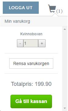 Figur 12 - Varukorgen Varukorgen i högerhörnet är även vägen till att slutföra köpet.