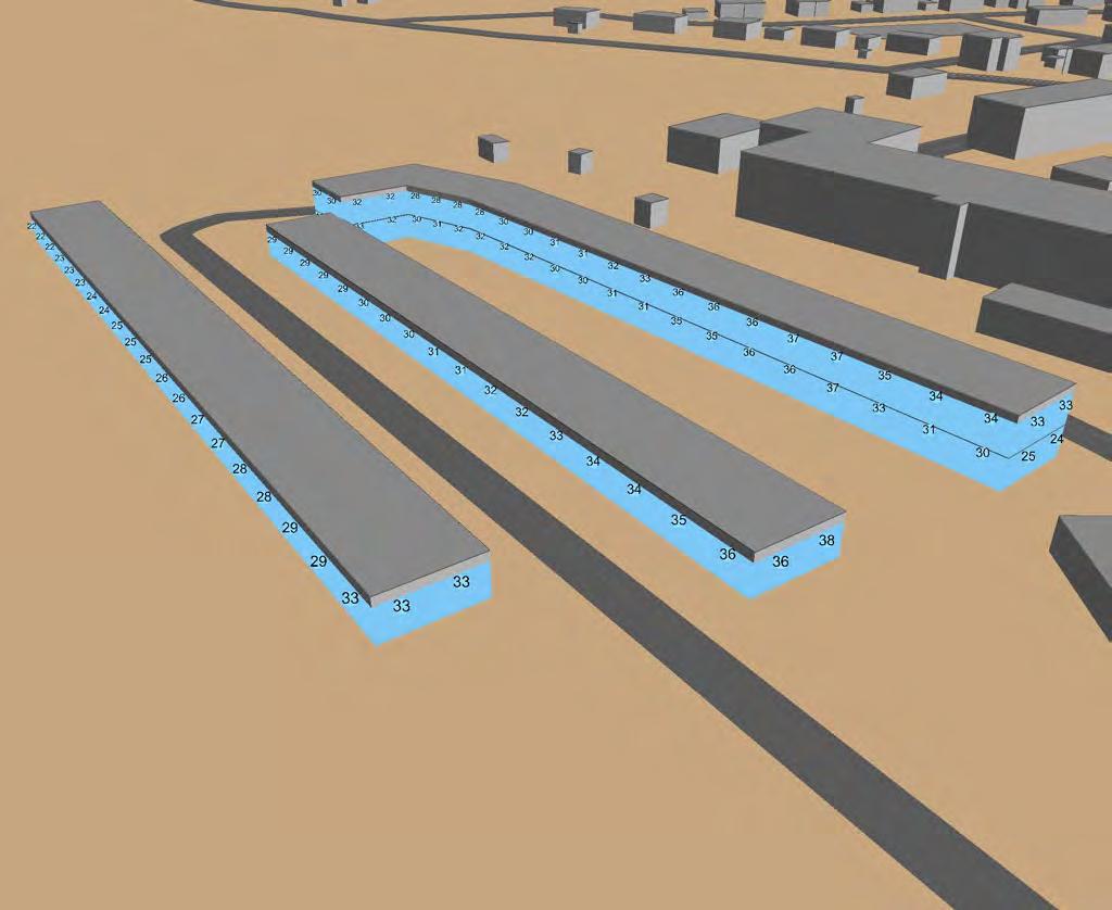 se Maximal ljudnivå vid fasad från verksamhet natt 22-06 Vy från nord-väst