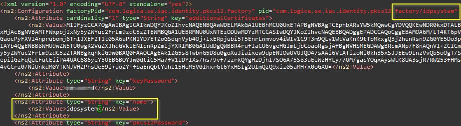 Notera även värdet på attributet med namn pkcs12password då vi behöver fylla i det i vår password provider (se nedan). 5. Se till att de nya filerna har rätt ägare och rättigheter.