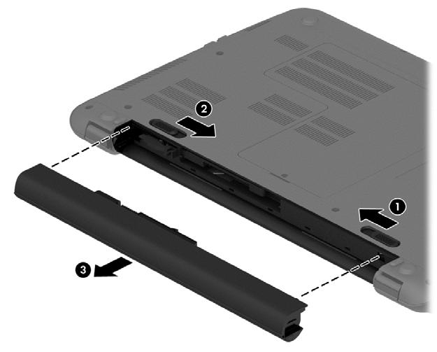 3. Ta ut batteriet (3) ur datorn.