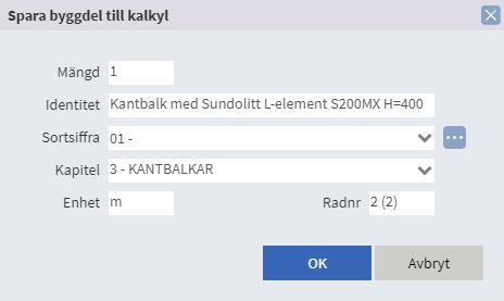 7:2 Byggdelar I byggdelsträdet, på höger sida, kan du utföra olika moment med byggdelarna, se 6:21.
