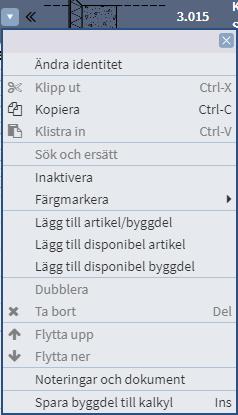 Där kan du växla mellan artiklarna och byggdelarna som innehåller sökordet. Med öppnar du byggdelen och ser vad den innehåller. Med, alt.