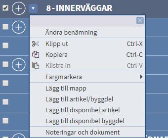 7:4 Kalkylträdet Kalkylträdet är på vänster sidan i programmet. Överst i kalkylträdet finns Förlaga och Underlag och slutsida.