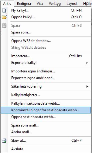 3. Inställningar i sektionsdata För att koppla ihop ditt sektionsdata med sektionsdata webb måste du göra en kontoinställning i sektionsdata.