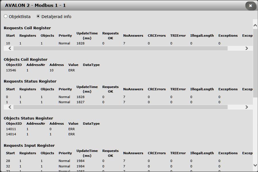 Info Tryck på en modul för att öppna en dialog med detaljerad info om modulen. Det går även att se en lista på modulens objekt.