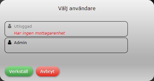 Mottagarenhet för larm OBSERVERA att användaren måste ha minst en mottagarenhet för att kunna väljas.