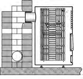 Anslutning av ugnen till en murad rökkanal via den bakre anslutningsöppningen Gör en öppning i brandmuren för anslutning av rökkanalen.