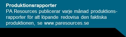 8 500 7 800 8 400 8 700 8 000 7 700 7 100 9 700 3 ÖVERSIKT AV VERKSAMHETEN Produktion och försäljning KVARTAL 4, 2012 (1 OKTOBER 31 DECEMBER) PA Resources totala oljeproduktion uppgick till 656 000