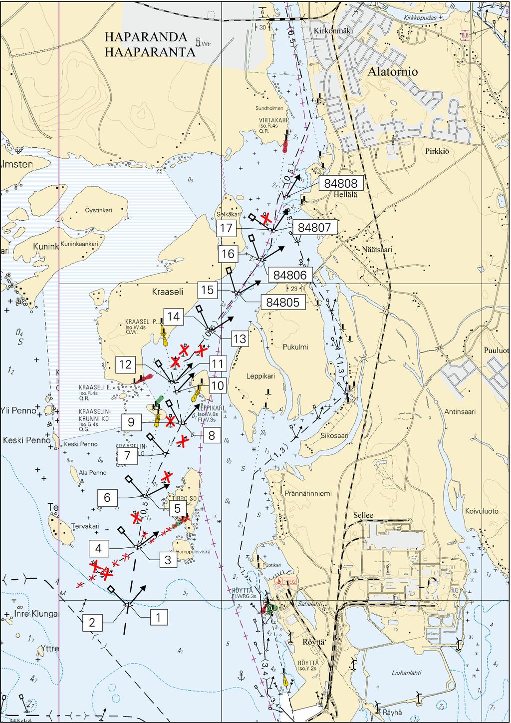 Kuva viitteeksi, karttaotteet ei merikartan mittakaavassa / Bild för referens, kortutdrag inte i sjökortets skala / Image for reference, chart extracts not to scale of chart ( Ufs 700/12189,