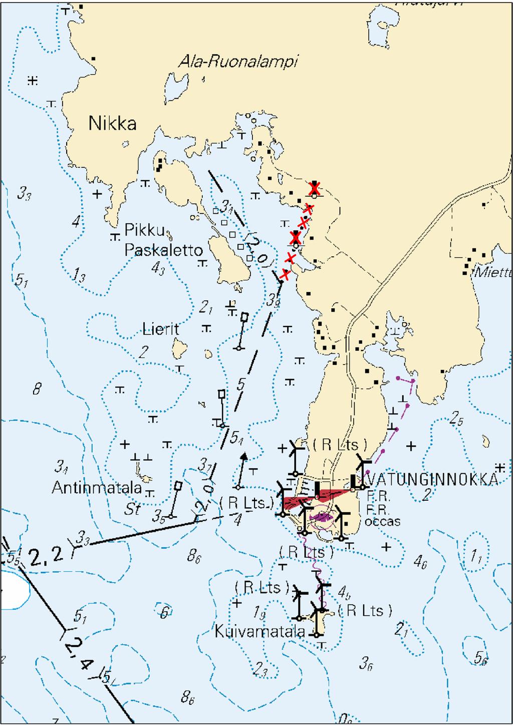 Kuva viitteeksi, karttaotteet ei merikartan mittakaavassa / Bild för referens, kortutdrag inte i sjökortets skala / Image for reference, chart extracts not to scale of chart ( Traficom,