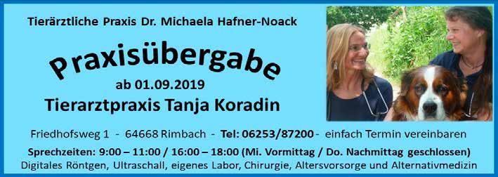 Tierärztliche Praxis Dr. Hafner-Noack wird zur Tierarztpraxis Koradin Nach 25 Jahren übergibt Dr.