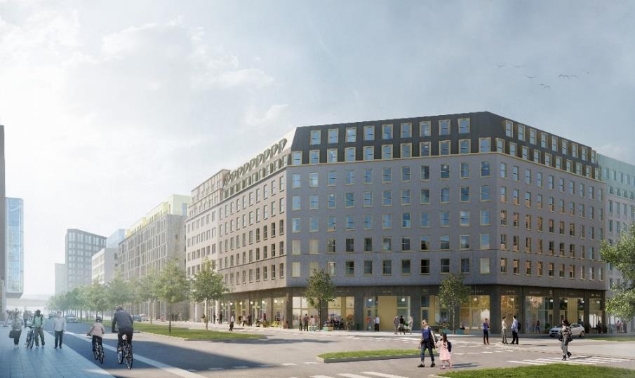 Sida 5 (14) Kommande stadsbebyggelse av Hornsbergskvarteren, den delen av detaljplanen för Kristinebergs Slott 10 m.fl. som angränsar till aktuell detaljplan (bild Tengbom).