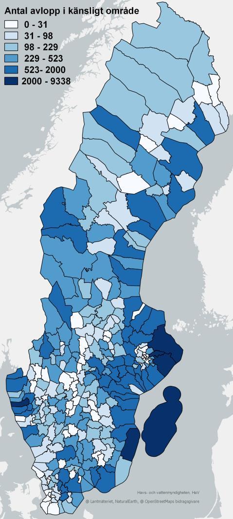 Havs- och vattenmyndighetens rapportering 2016-10-31 Konsekvenser för miljö och människors hälsa Avsikten med att peka ut känsliga områden, är att anpassa kraven till risken för övergödningspåverkan.