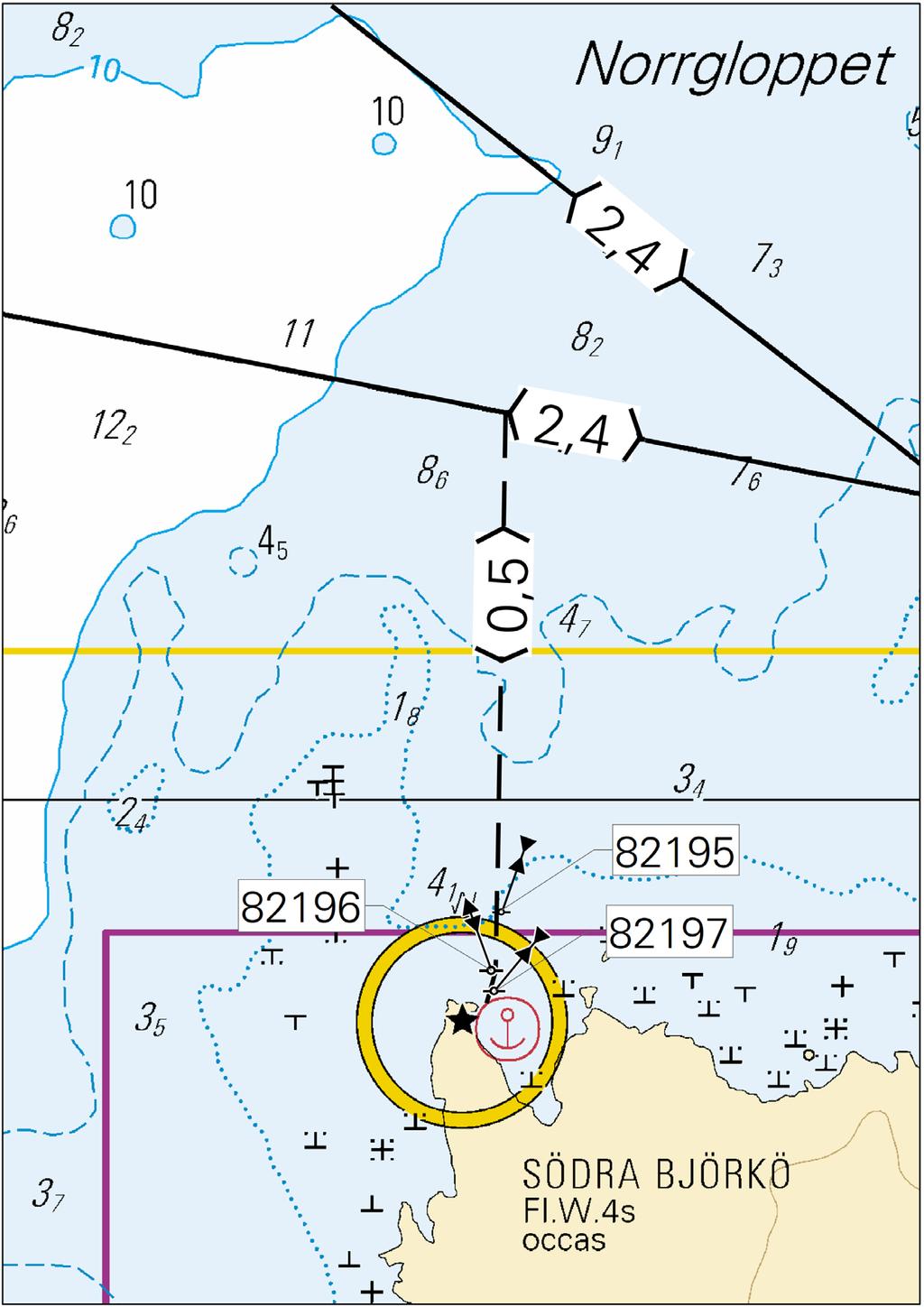 Kuva viitteeksi, karttaotteet ei merikartan mittakaavassa / Bild för referens, kortutdrag inte i sjökortets skala / Image for reference, chart extracts not to scale of chart ( FTA, Vaasa/Vasa 2016 )