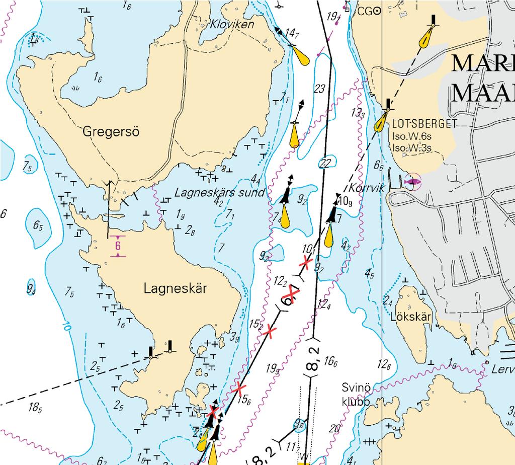 Kuva viitteeksi, karttaotteet ei merikartan mittakaavassa / Bild för referens, kortutdrag inte i sjökortets skala /