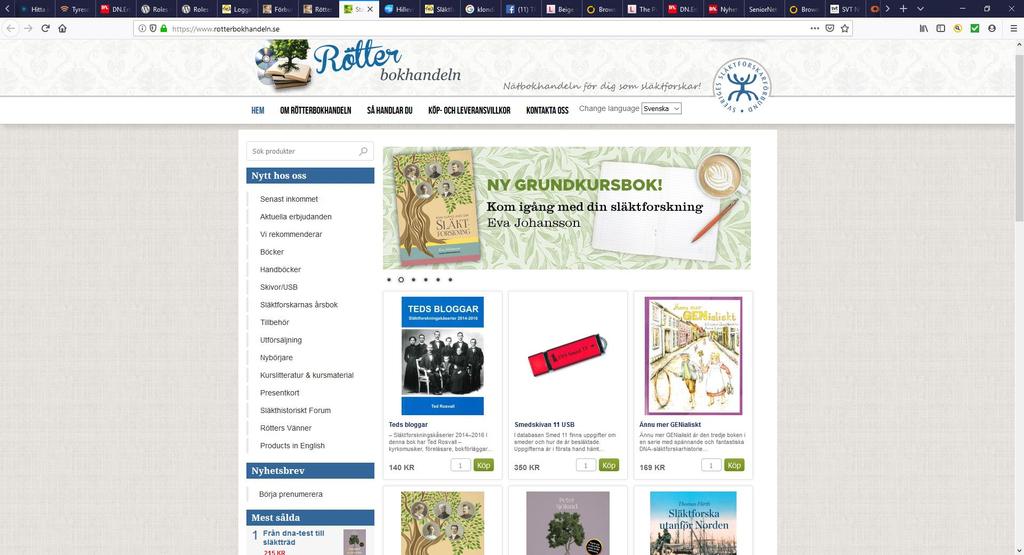 Nya böcker och annat ofta hos Rötterbokhandeln Nya Släktböcker