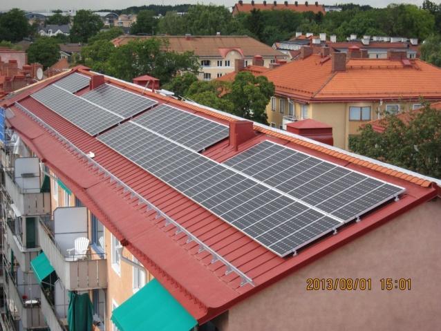 Figur 24: Solcellsanläggningen på BRF Granegården. Fotograf: Jan Lemming. Vilka tips vill ni ge till andra bostadsrättsföreningar som är i startgroparna för att installera en solcellsanläggning?