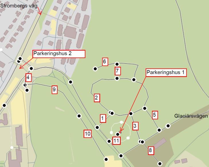 Tabell 5. I planförslaget är följande vägar planerade för fordonstrafik. Geometrin på gaturummen är upprättade efter planförslaget (Umeå kommun, April 2016).