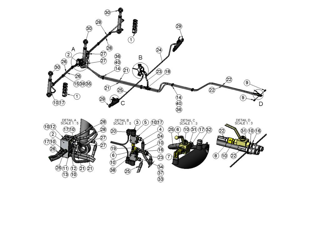 18.1 Takanostohydrauliikka ja sitkainhydrauliikka 4m Baklyftshydraulik och centerlinje märkare hydraulic Rear lift hydraulics and centre-line markers hydraulics n numero nummer number 1 2 8760010