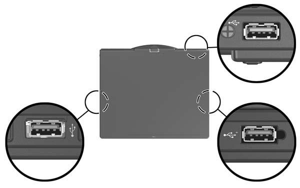 Använda en USB-enhet Din dator kan se något annorlunda ut än den som visas i bilden i det här kapitlet. Ansluta en USB-enhet ÄSe upp!