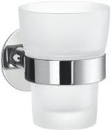 YK * Glass tumbler - Frosted glass Tandborstglas med hållare Holder med tandkrus Holder med tannglass Hammasmukiteline.
