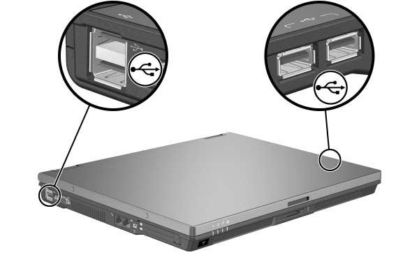 Maskinvarukomponenter Du kan ansluta USB-nav till en USB-port på notebook-datorn eller en extra dockningsenhet