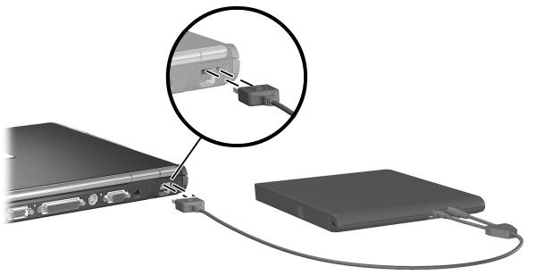 Externa enheter Ansluta en extra extern MultiBay En extern MultiBay anslutes till notebook-datorn via USB-uttaget med egen strömförsörjning och gör att