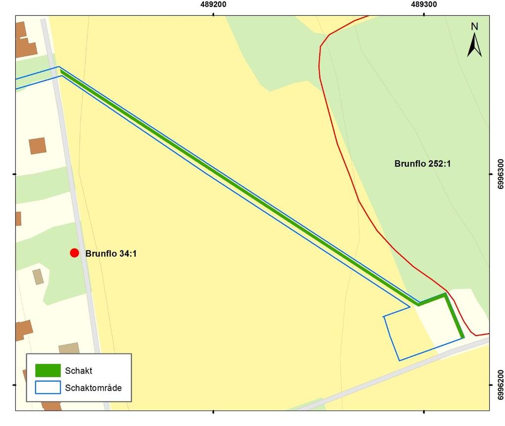 Genomförande och resultat De sträckor som övervakades utgjordes av hela det ca 200 meter långa schaktet som löpte diagonalt över åkermark, samt de delar av den ca 20 30 meter stora ytan i nordost som