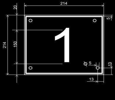 Vanlig lägenhetsnummerskylt LGH 101 Fig. 5a. Utformning av lägenhetsnummerskyltar (mått enl. fig.