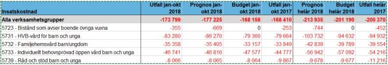 -195 668-198 849-189 387-238 780-226 465-15 150 Resultatet för avdelning Ungdom är -195,7 mnkr, det är en negativ avvikelse på 6,3 mnkr jämfört med budget, främst är det behovet av insatser som har