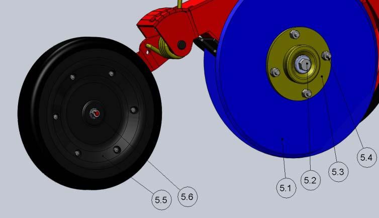 För lagerbyte lösgör fästbulten för sidohjulet (del 4.5, vänsterhänt gänga) och dra loss sidohjulet från axeln på sidohjulets arm. Lagerhuset för sidohjulet (del 4.