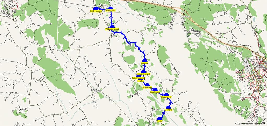 2017-09-11 10:35:02 Karta för Tur 5600 M - F 5600 7.25 7.55 BUSS 56 - Dalby - Gomorra - Uppeby vsk - Lundhagen - Kolmården - Löts ka - Löts-Eneby vsk - Lötgårdens Vsk 7.