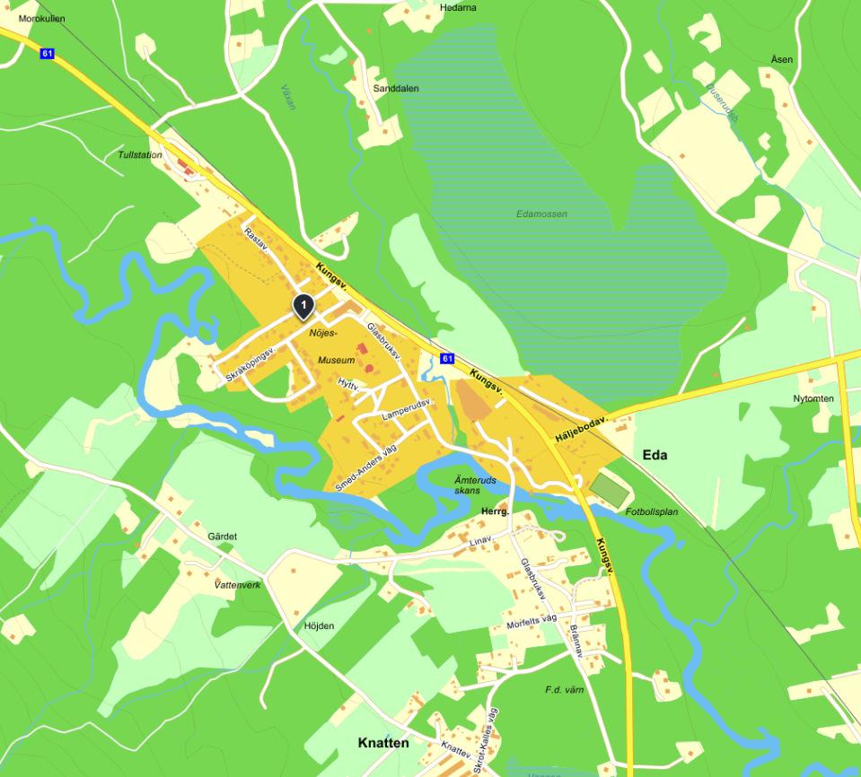 2018-10-06 3 (8) 2 Värderingsobjekt 2.1 Omgivning och vägbeskrivning Värderingsobjektet är beläget i norra delen av samhället Eda vilket är beläget ca 5 km nordväst om Charlottenberg.